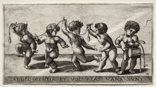 Children Dancing to a Drum, mid-16th century. Creator: Giorgio Reverdino (Italian, active c. 1531-1564/70).