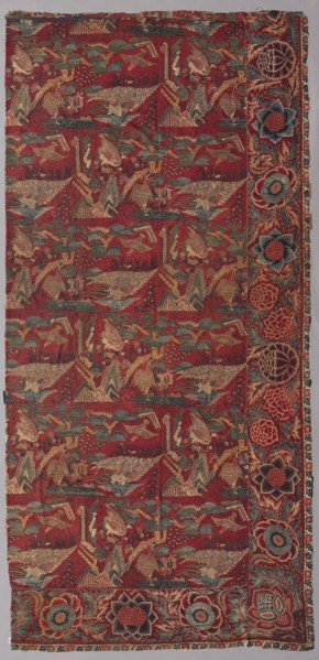 Chintz Bed Cover or Hanging with a Japanese-Inspired Pattern, Right Half, first half 1700s. Creator: Unknown.