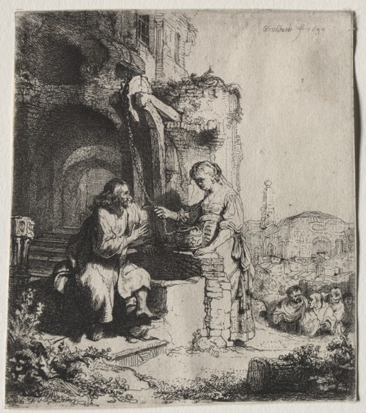 Christ and the Woman of Samaria Among Ruins, 1634. Creator: Rembrandt van Rijn (Dutch, 1606-1669).