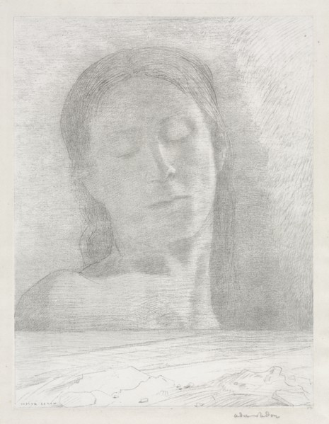 Closed Eyes, 1890. Creator: Becquet (French); Odilon Redon (French, 1840-1916).