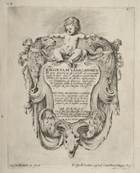 Collection of Various Caprices and New Designs of Cartouches and Ornaments. Creator: Stefano Della Bella (Italian, 1610-1664).
