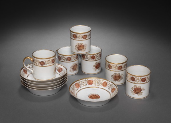 Cups and Saucers from Oliver Wolcott, Jr. Tea Service, 1785-1805. Creator: Unknown.