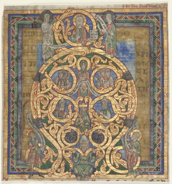 Cutting from an Antiphonary: Initial A[spiciens a longe]: The Tree of Jesse, c. 1115-1125. Creator: Unknown.