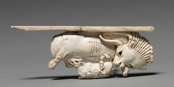 Decorative Plaque: Cow Nursing Its Calf, 900-800 BC. Creator: Unknown.
