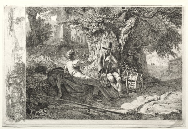 Der mit seinem Fuhrer rastende Kunstler. Creator: Johann Christoph Erhard (German, 1795-1822).