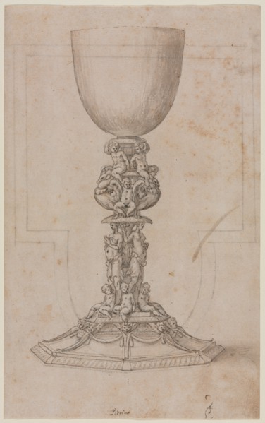 Design for a Chalice (recto), mid 1500s. Creator: Luzio Romano (Italian, active 1528-75).