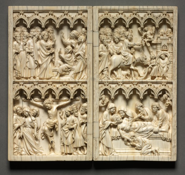 Diptych with Scenes from the Life of Christ (left wing: Raising of Lazarus and Crucifixion)?, c. 135 Creator: Unknown.