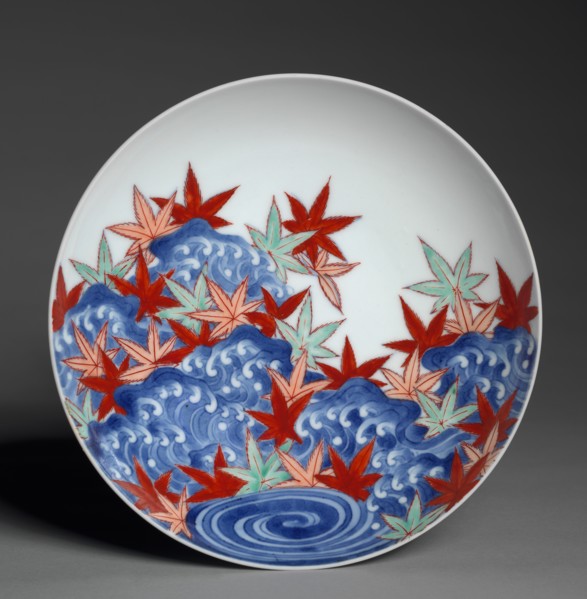 Dish with Maple Leaves in Waves, c. 1688-1716. Creator: Unknown.