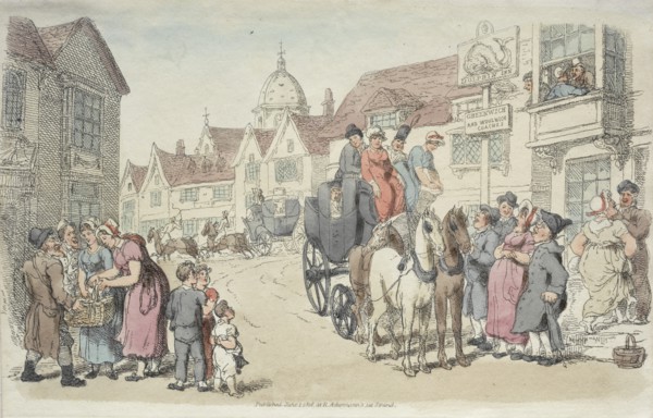 Dolphins Inn: Greenwich and Woolwich Coaches, 1816. Creator: Thomas Rowlandson (British, 1756-1827).