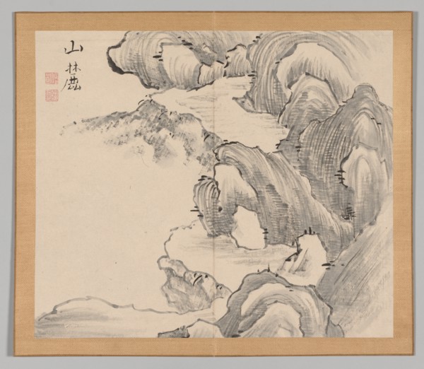 Double Album of Landscape Studies after Ikeno Taiga, Volume 1 (leaf 28), 18th century. Creator: Aoki Shukuya (Japanese, 1789).