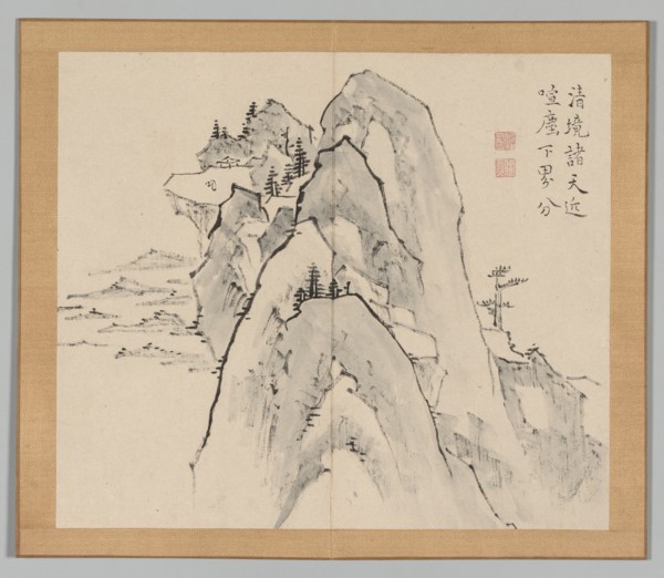 Double Album of Landscape Studies after Ikeno Taiga, Volume 2 (leaf 33), 18th century. Creator: Aoki Shukuya (Japanese, 1789).