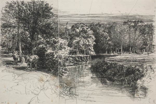 Dundrum River and the Two Asses, 1863. Creator: Francis Seymour Haden (British, 1818-1910).