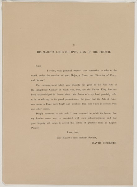 Egypt and Nubia, Volume I: Dedication Page, 1846. Creator: Louis Haghe (British, 1806-1885); F.G.Moon, 20 Threadneedle Street, London.