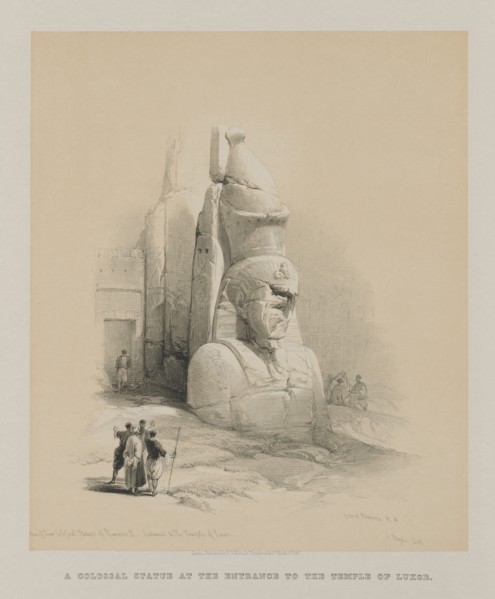 Egypt and Nubia, Volume I: One of Two Colossal Statues of Rameses II..., 1847. Creator: Louis Haghe (British, 1806-1885); F.G.Moon, 20 Threadneedle Street, London.