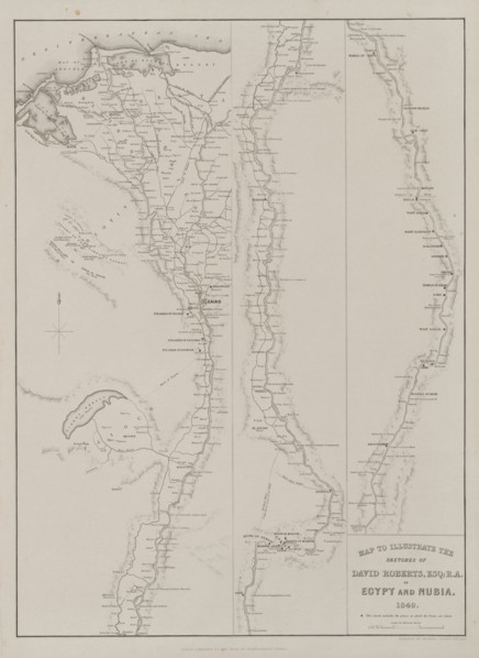 Egypt and Nubia, Volume III: Map to Illustrate the Sketches of David Roberts, Esq...1849, 1849. Creator: Louis Haghe (British, 1806-1885); F.G.Moon, 20 Threadneedle Street, London.