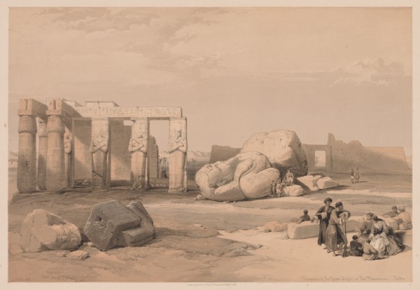 Egypt and Nubia: Volume II - No. 4, Fragments of the Great Colossi, at the Memnonium, 1838. Creator: Louis Haghe (British, 1806-1885).
