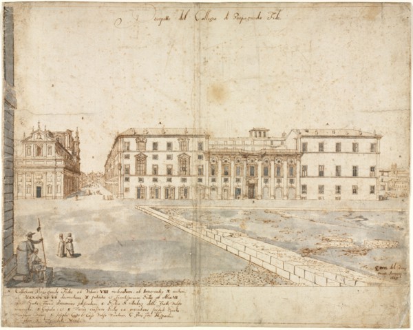 Eighteen Views of Rome: The Collegio di Propaganda Fide (recto)?, 1665. Creator: Lievin Cruyl (Flemish, c. 1640-c. 1720).