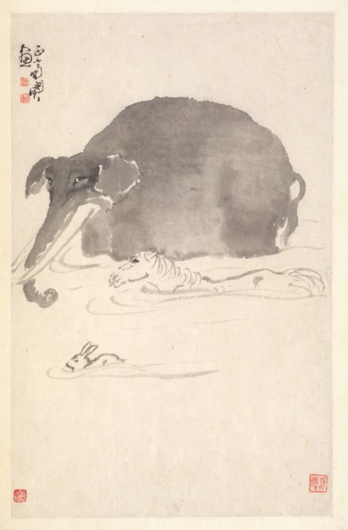 Elephant, Horse, and Hare, 1788. Creator: Min Zhen (Chinese, 1730-after 1788).