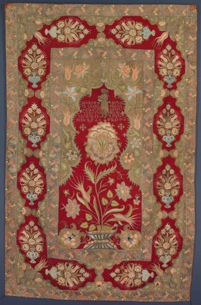 Embroidered Armenian liturgical curtain, 1763. Creator: Unknown.
