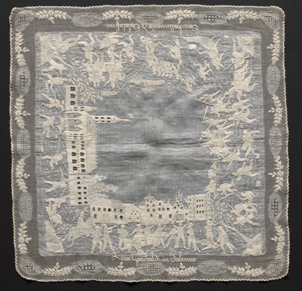 Embroidered Handkerchief, 1850-1899. Creator: Unknown.