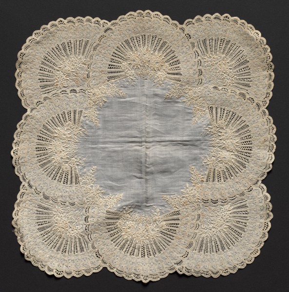 Embroidered Handkerchief, second half of 19th century. Creator: Unknown.