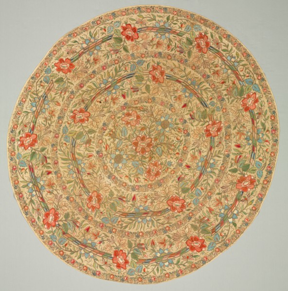 Embroidered tray cover, 1800s. Creator: Unknown.