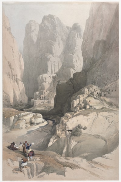 Entrance to Petra, the Theatre, 1839. Creator: David Roberts (British, 1796-1864).