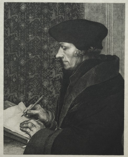 Erasmus, after Holbein, 1863. Creator: Félix Bracquemond (French, 1833-1914).