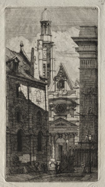 Etchings of Paris: Church of St. Stephen of the Mount, 1852. Creator: Charles Meryon (French, 1821-1868).