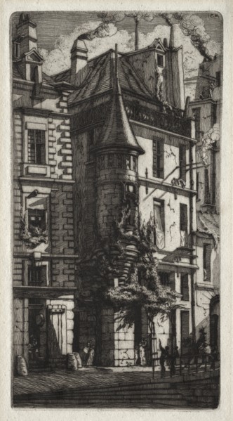 Etchings of Paris: House with a Turret, Weavers Street, 1852. Creator: Charles Meryon (French, 1821-1868).