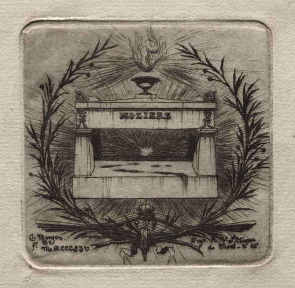Etchings of Paris: Molière's Tomb in Père Lachaise Cemetery, 1854. Creator: Charles Meryon (French, 1821-1868).