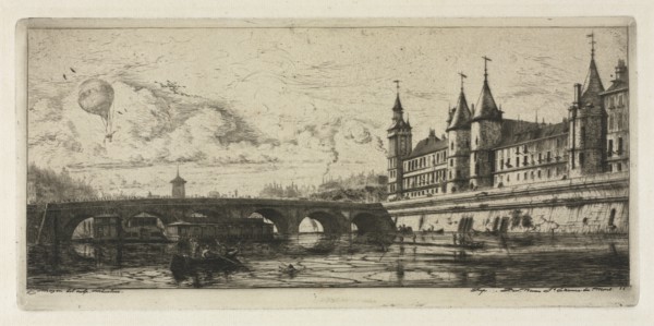 Etchings of Paris: The Exchange Bridge, 1854. Creator: Charles Meryon (French, 1821-1868).