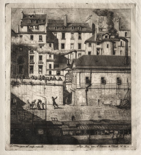 Etchings of Paris: The Mortuary, 1854. Creator: Charles Meryon (French, 1821-1868).