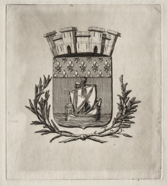 Etchings of Paris: The Symbolical Arms of the City of Paris, 1854. Creator: Charles Meryon (French, 1821-1868).