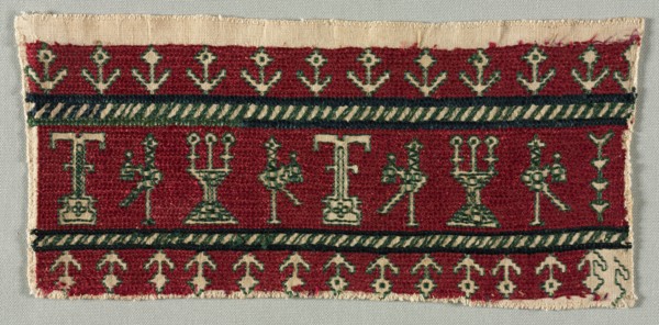 Five Embroidered Fragments, 18th-19th century. Creator: Unknown.