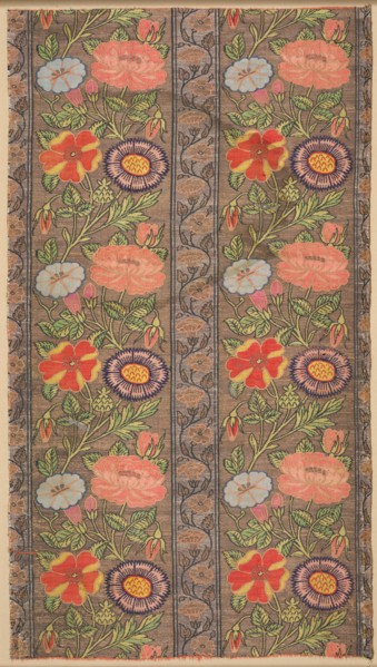 Floral striped silk on a golden ground, 1600-1650. Creator: Unknown.
