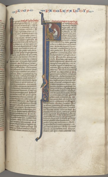 Fol. 238r, Proverbs, historiated initial P, Solomon instructing Rehoboam, c. 1275-1300. Creator: Unknown.