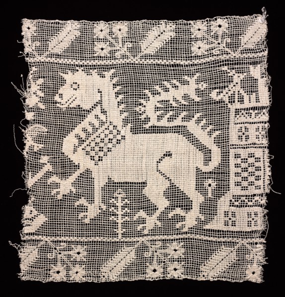 Fragment of a Band with Dragon, Castle, and Vegetation, 1500s. Creator: Unknown.
