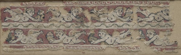 Fragment of a Sleeve Band with Floating Erotes, 600s - 700s. Creator: Unknown.