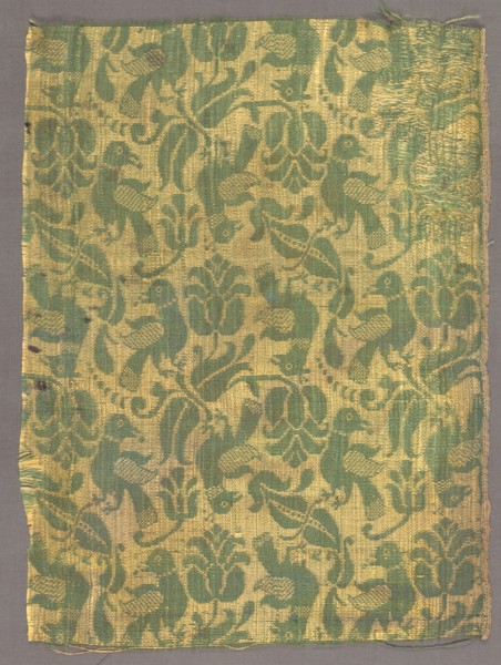 Fragment with Birds and Floral Motif, early 1600s. Creator: Unknown.