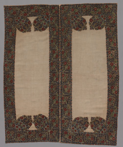 Front and Back of a Bolster Case, 1700s. Creator: Unknown.