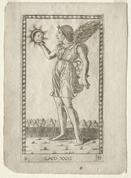 Genius of the Sun (from the Tarocchi, series B: Cosmic Principles & Virtues, #31), before 1467. Creator: Master of the E-Series Tarocchi (Italian, 15th century).