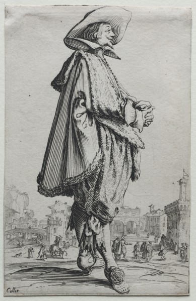 Gentleman Standing in Profile with Clasped Hands. Creator: Jacques Callot (French, 1592-1635).