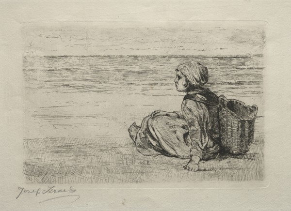 Girl with basket seated on the shore. Creator: Jozef Israëls (Dutch, 1824-1911).