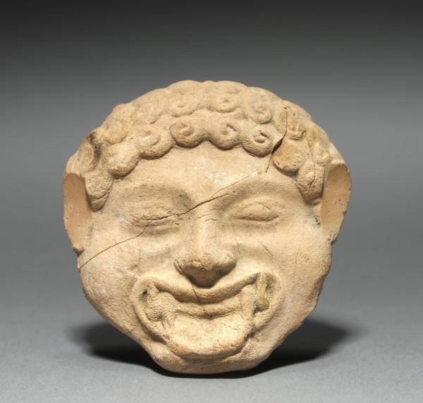 Gorgon Plaque with Incised Figure of a Dancing Satyr, c. 525-475 BC. Creator: Unknown.
