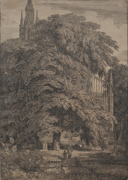 Gothic Church among Oaks, 1810. Creator: Karl Friedrich Schinkel (German, 1781-1841).