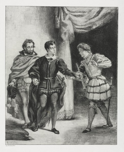 Hamlet: Hamlet and Guildenstern, 1834. Creator: Eugène Delacroix (French, 1798-1863).
