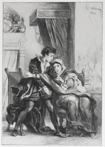 Hamlet: Hamlet and the Queen, 1834. Creator: Eugène Delacroix (French, 1798-1863).