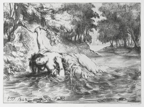 Hamlet: The Death of Ophelia, 1843. Creator: Eugène Delacroix (French, 1798-1863).