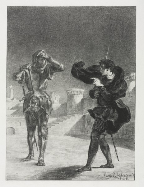 Hamlet: The Phantom on the Terrace, 1843. Creator: Eugène Delacroix (French, 1798-1863).